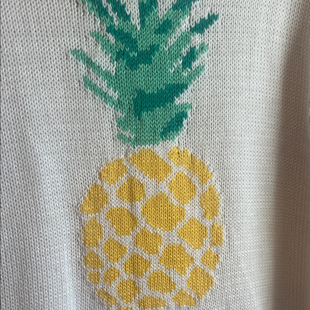 Talbots White Sweater with Pineapple Motif - Picture 4 of 11